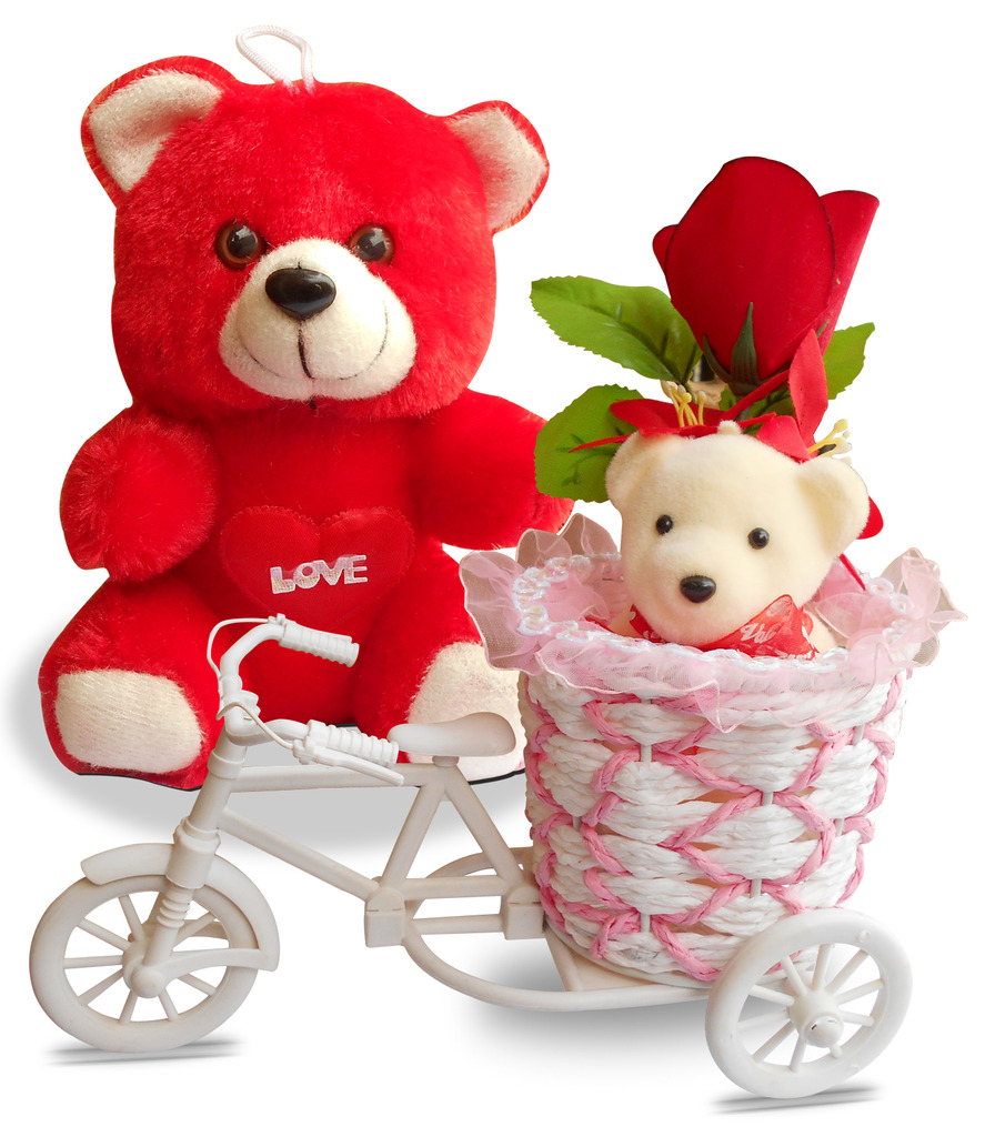 Buy Teddy Rose Cycle With Heart Special Gifts For Valentine Day Online