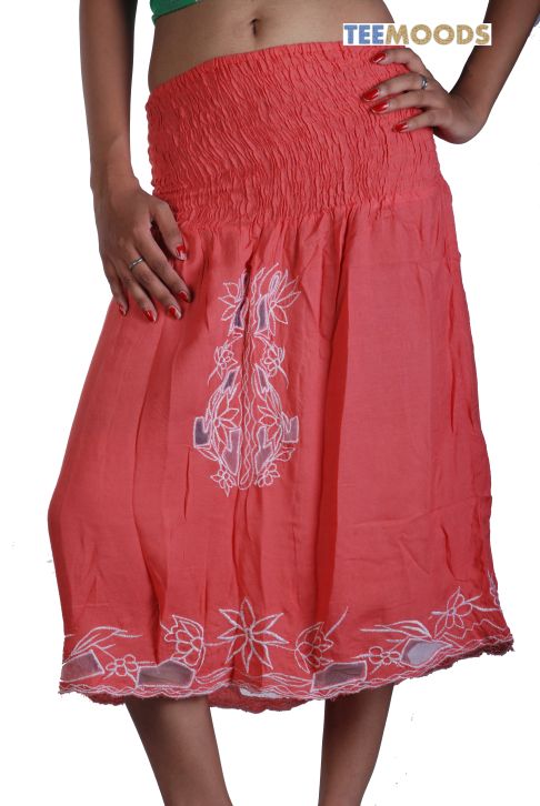 Teemoods Coral Skirt Cum Tube Dress