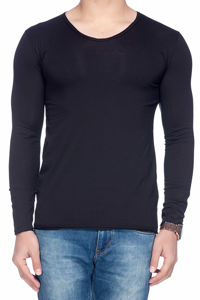 Buy Tinted MenS Solid Round Neck Full Sleeve T-Shirt (TJ104CLF-BLACK ...