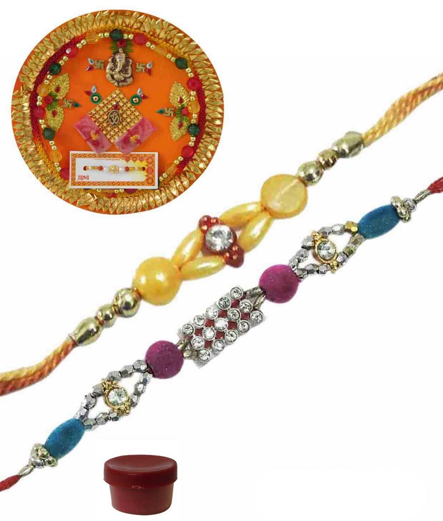 Buy Chic Set of Two Fancy Design Rakhi with Rakhi Thali Online @ ₹448 ...