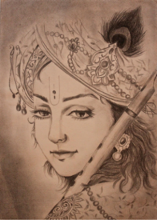 Buy Lord krishna Pencil Drawing Painting Online @ ₹599 from ShopClues