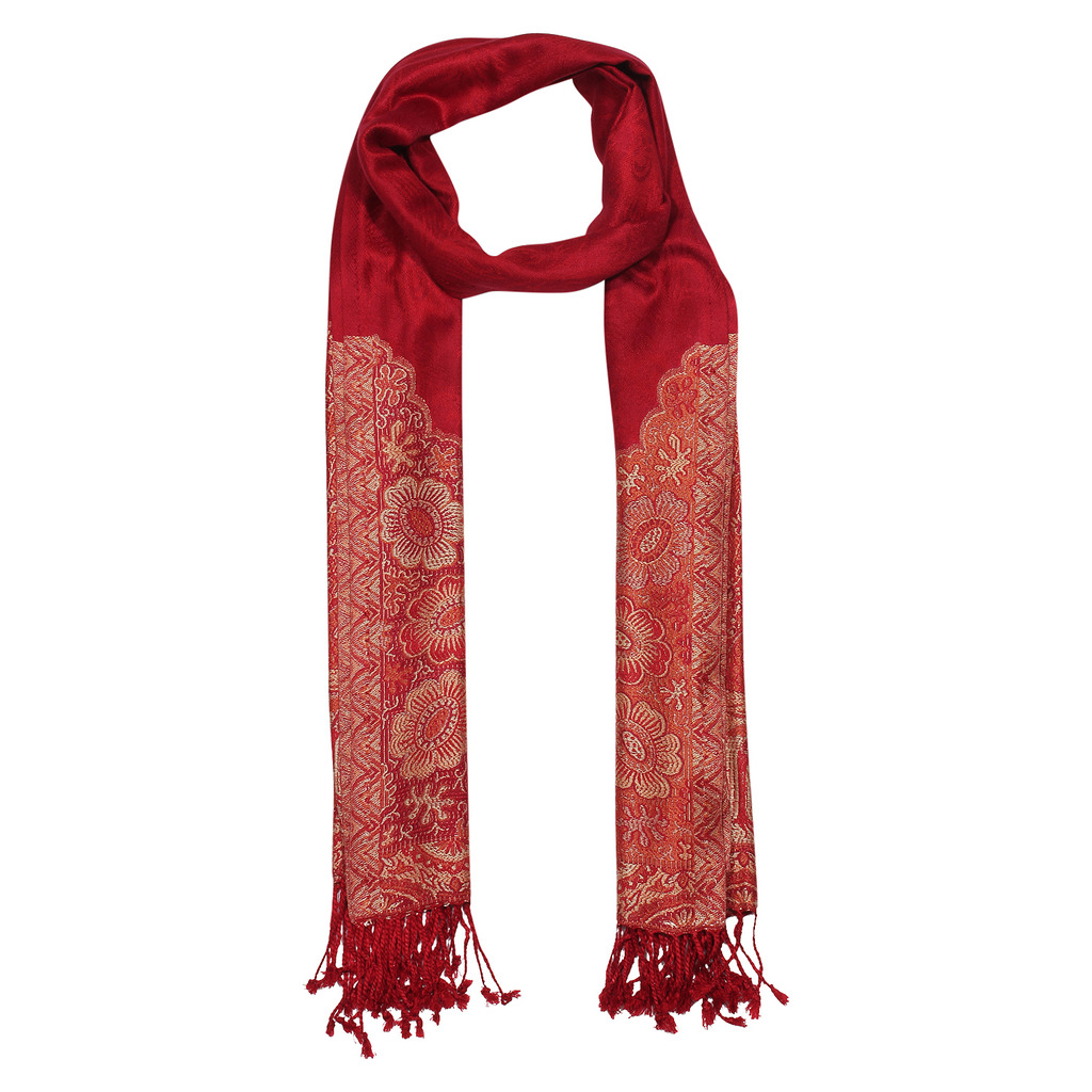 Buy Shawls of India Impressive Red Golden Printed Stole Online @ ₹450 ...