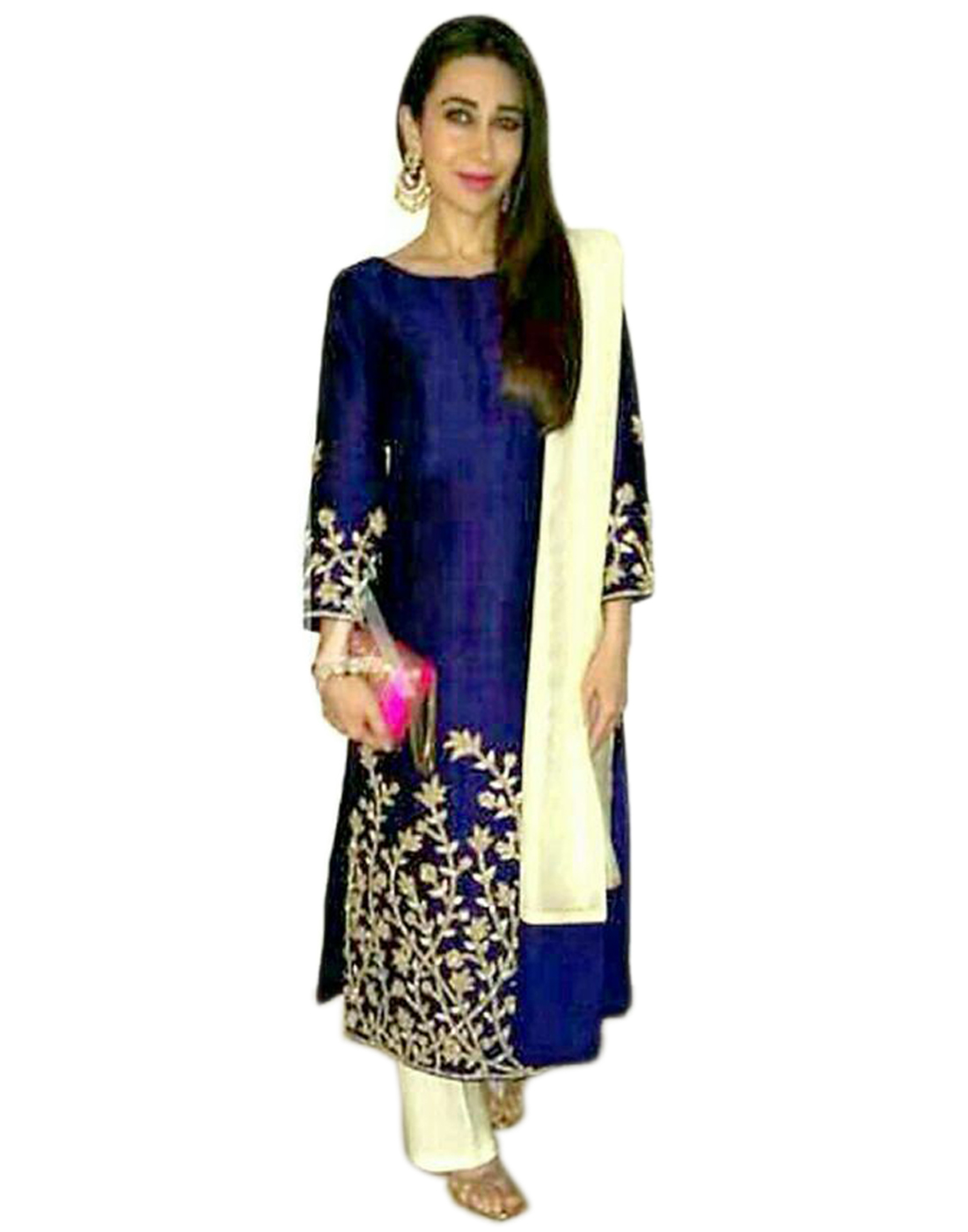 Buy Surat Tex Navy Blue Cream Color Party Wear Embroidered Banglori ...