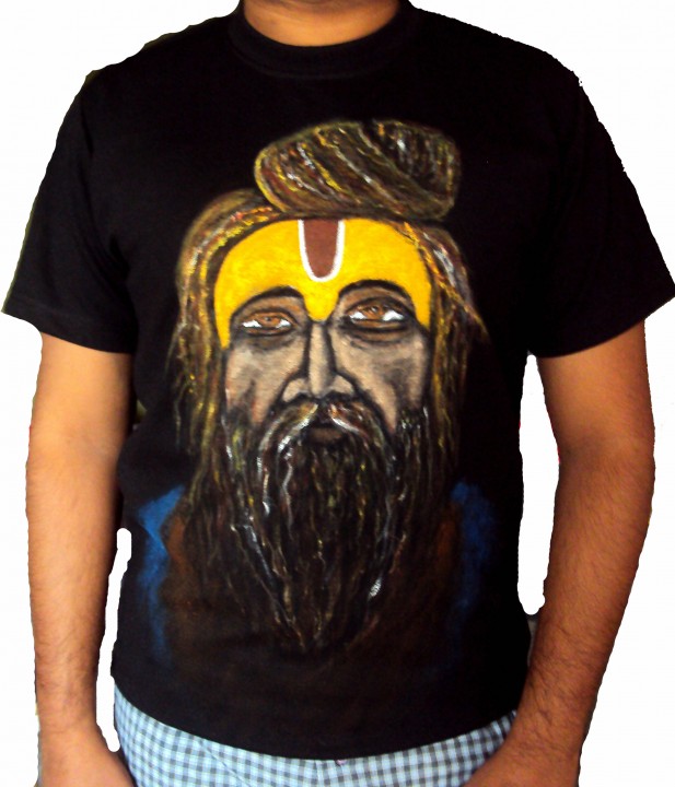 Buy Hand-Painted Aghori Sage Black Cotton T-Shirt Online @ ₹1199 from ...