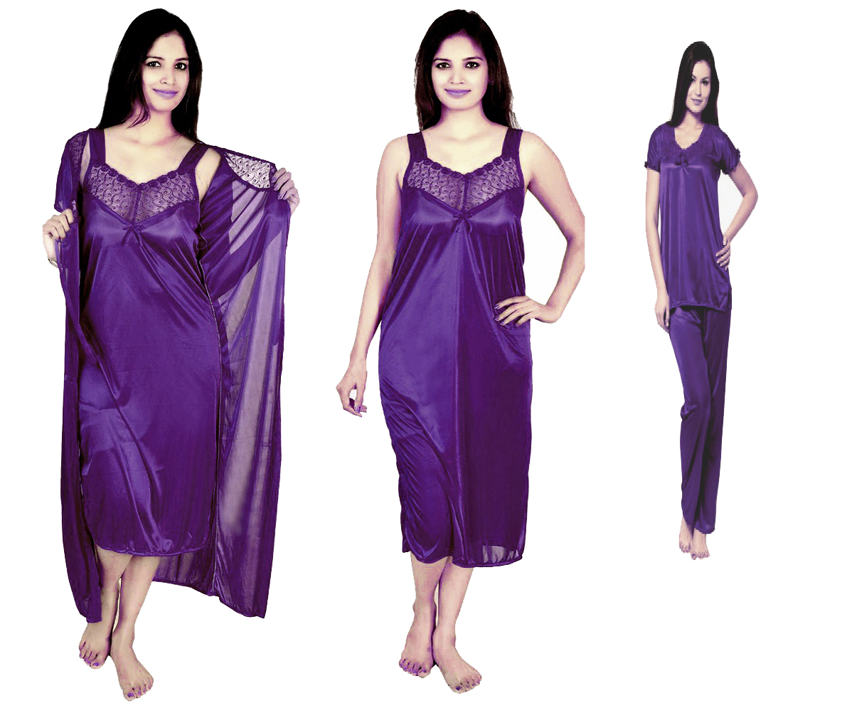 Buy @rk Hot women 4 PCPurple color nighty with Top and Pajama,Night