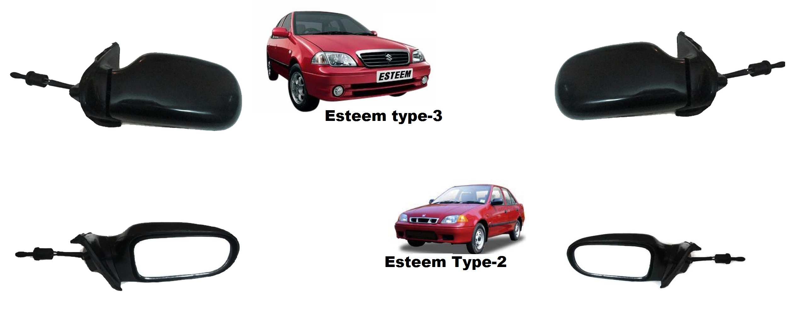 Buy Maruti Esteem Type2 and Type 3 Side View Mirror Manually Internally