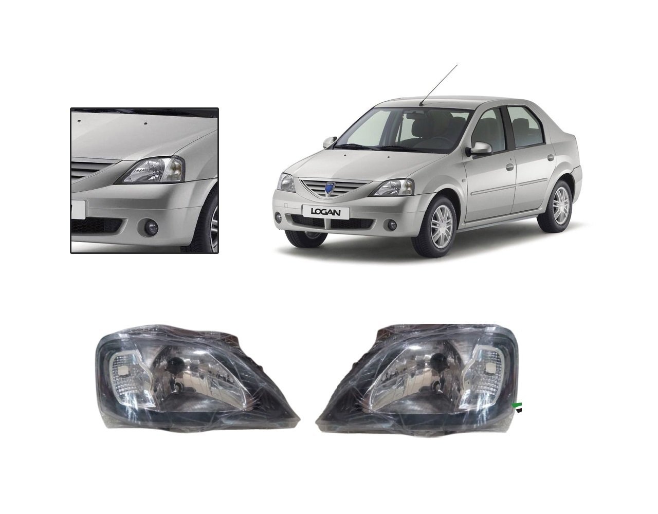 Buy Mahindra Logan Headlight Assembly (Black) RIGHT SIDE Online