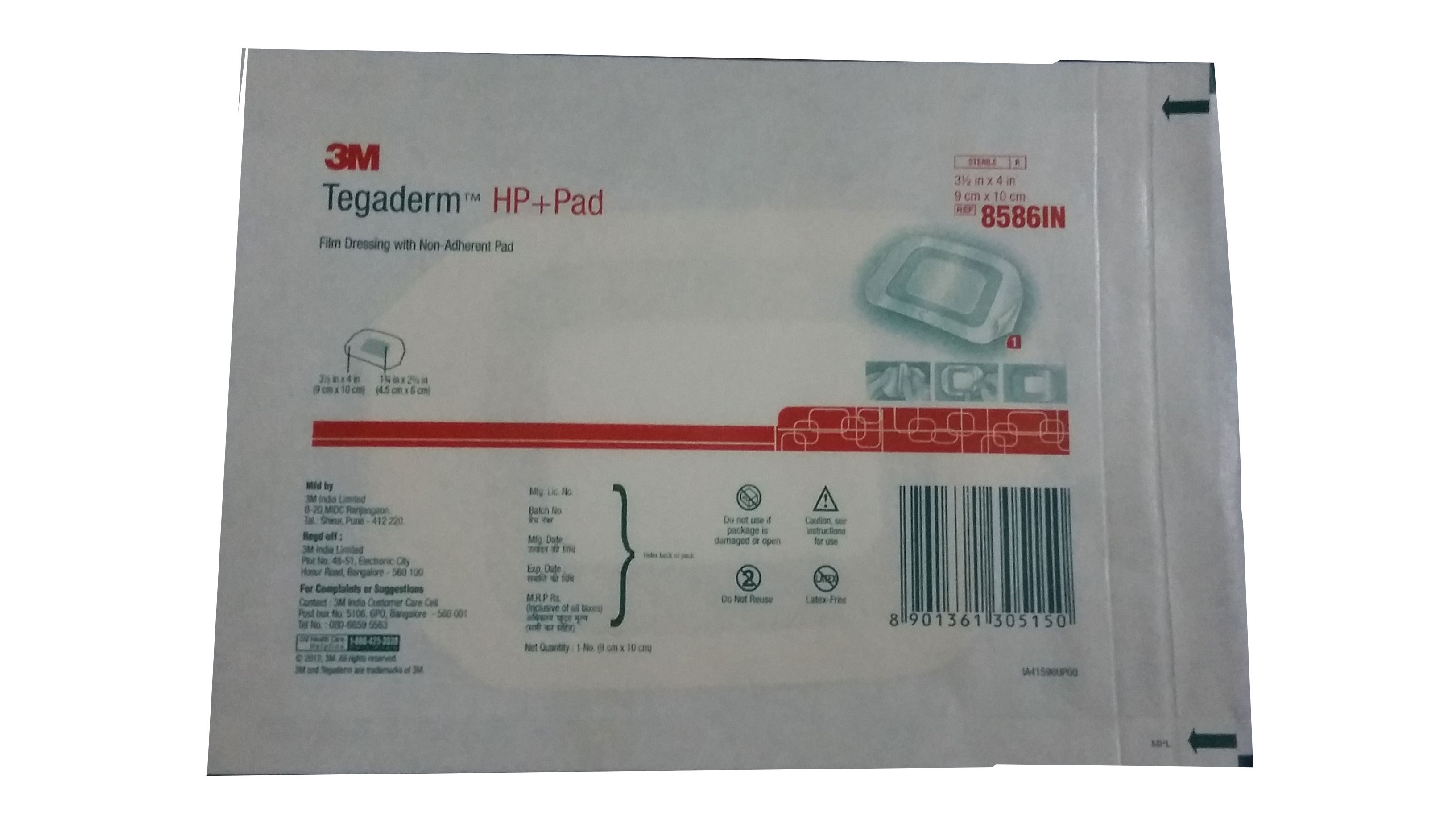 Buy 3M Tegaderm HP+Pad 8586IN Film Dressing with Non-Adherent Pad ...
