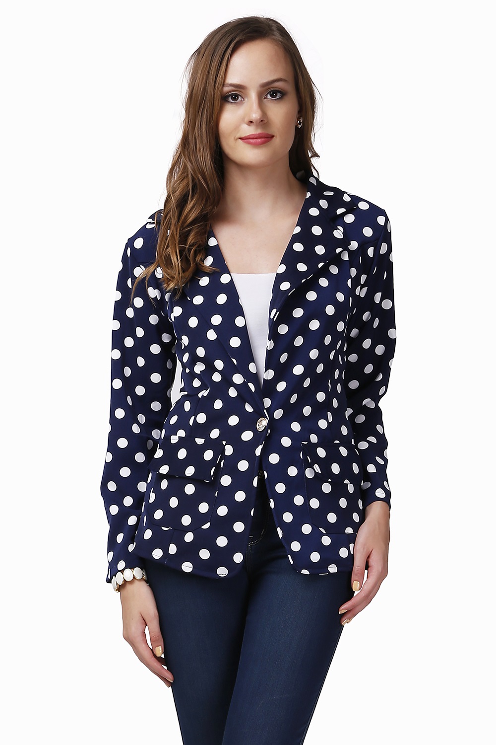 Buy Blue Polka Dot Jacket Online @ ₹1699 from ShopClues