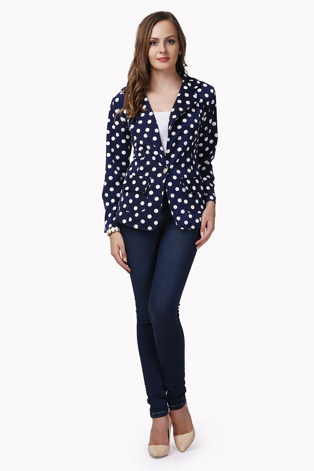 Buy Blue Polka Dot Jacket Online @ ₹1699 from ShopClues