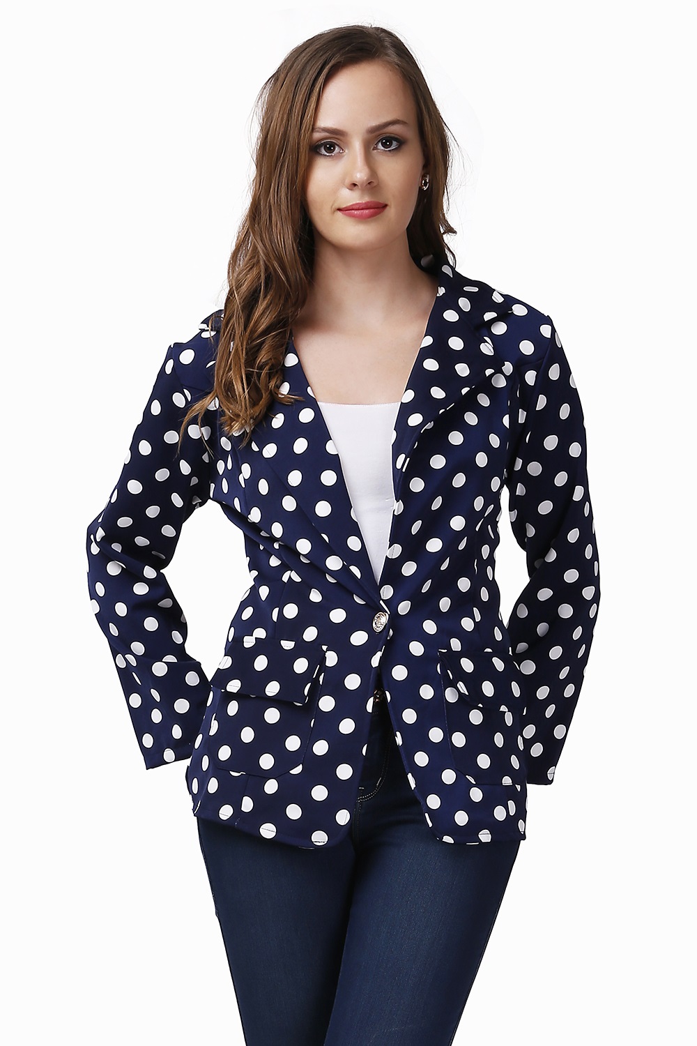 Buy Blue Polka Dot Jacket Online @ ₹1699 from ShopClues