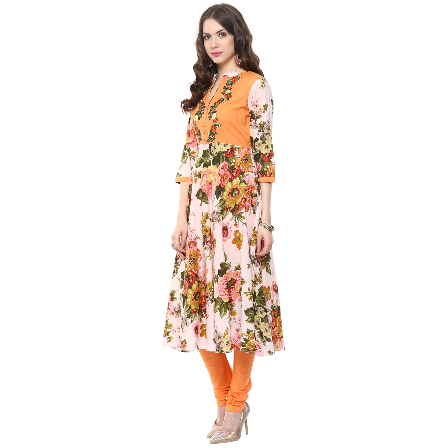 Pink Kurta Brocade Churidar