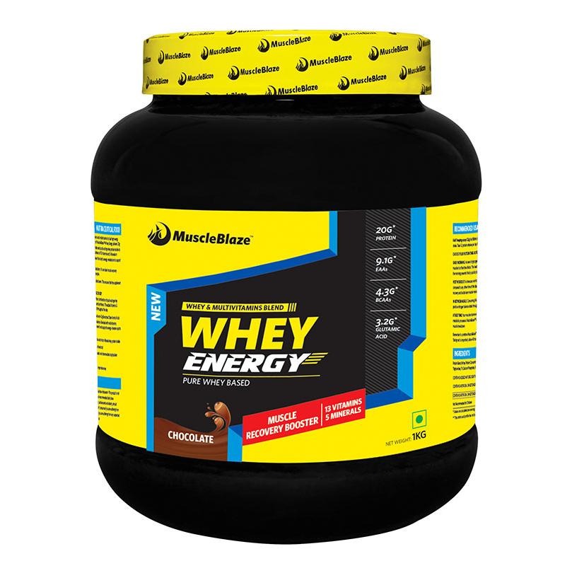 Buy MuscleBlaze Whey Energy, 1 kg / 2.2 lb Chocolate