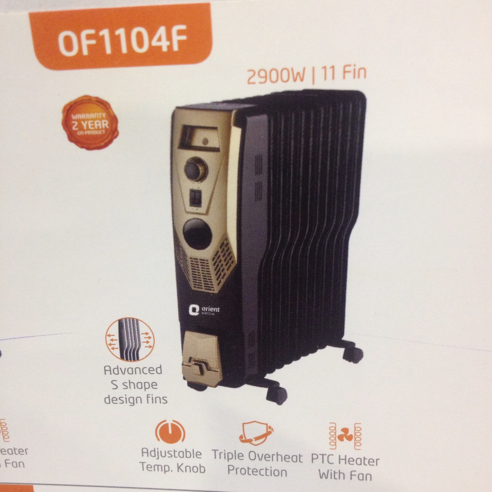Buy orient oil heater 11 fin with fan OF1104F Golden series Online ...