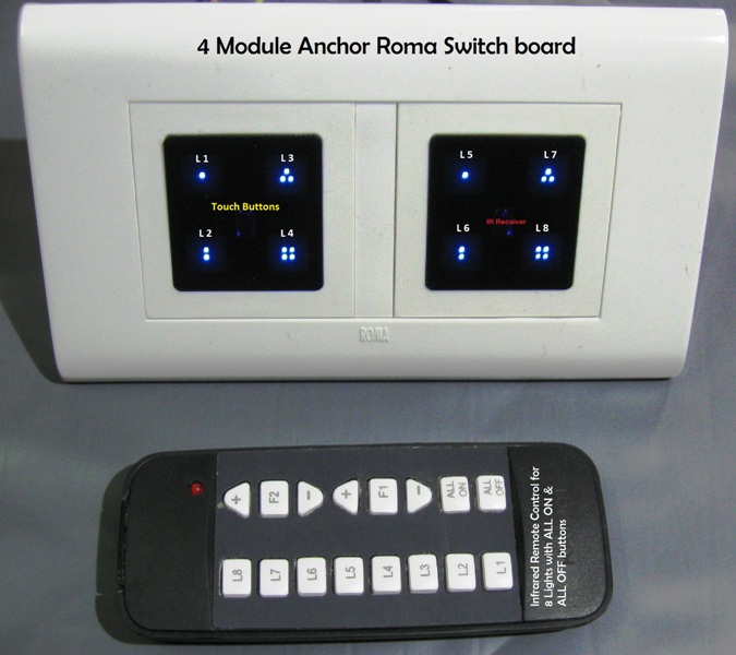 Buy 4 Modular Anchor Roma Switch Board with Remote control for