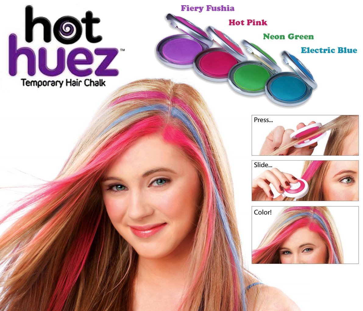 Buy Hot Huez Temporary Hair Chalk. Set of 4 Colors Hues Of Temporary