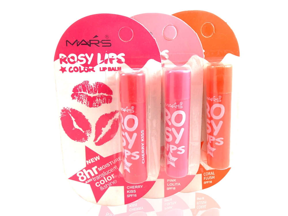 Buy Mars Roosy Lip Color Lip Balm Cherry Kiss, Coral Flush, Pink Lolita ...