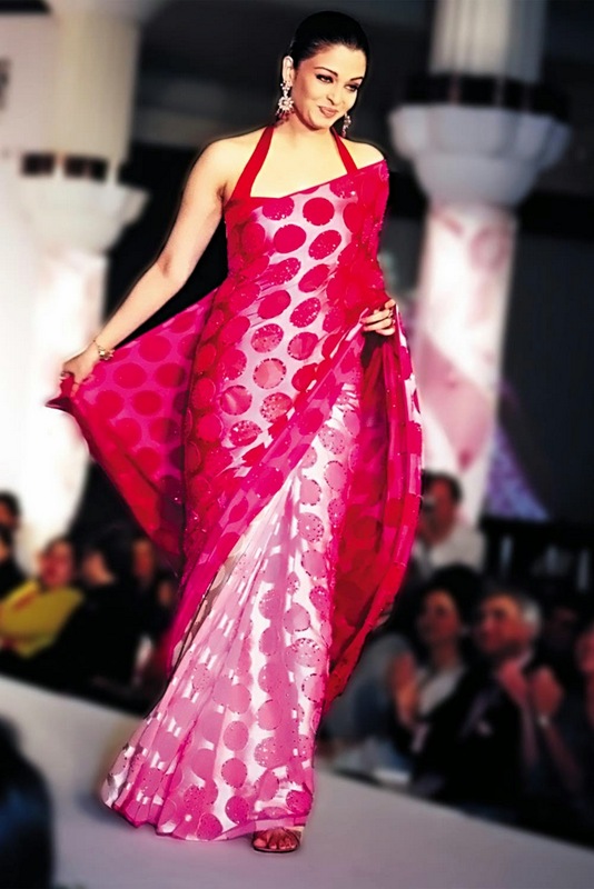 Online Bollywood Aishwarya Rai Pink Saree Prices Shopclues India