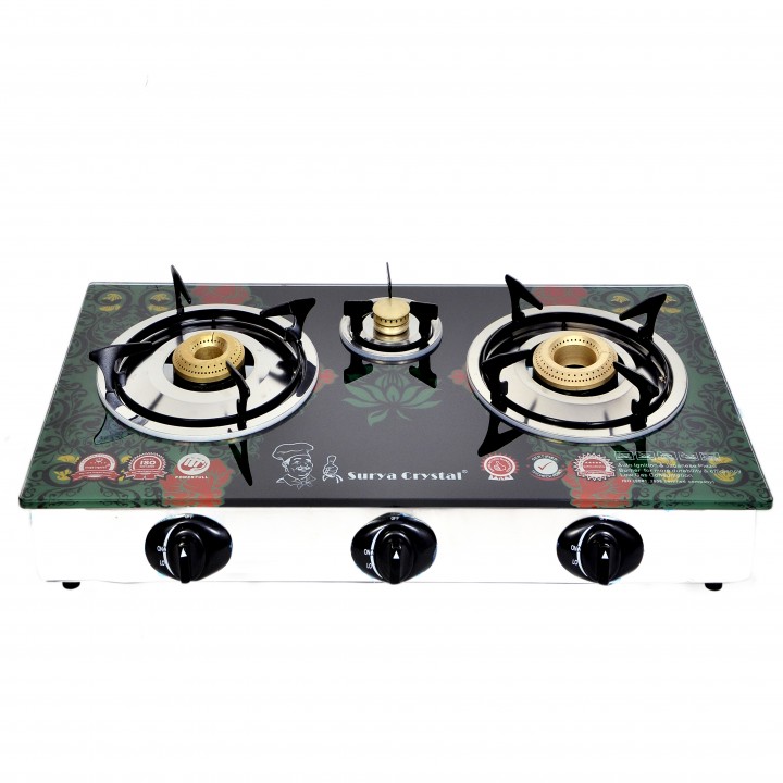 Buy SURYA CRYSTAL Automatic 3 burner gas stove Online @ ₹2300 from ...