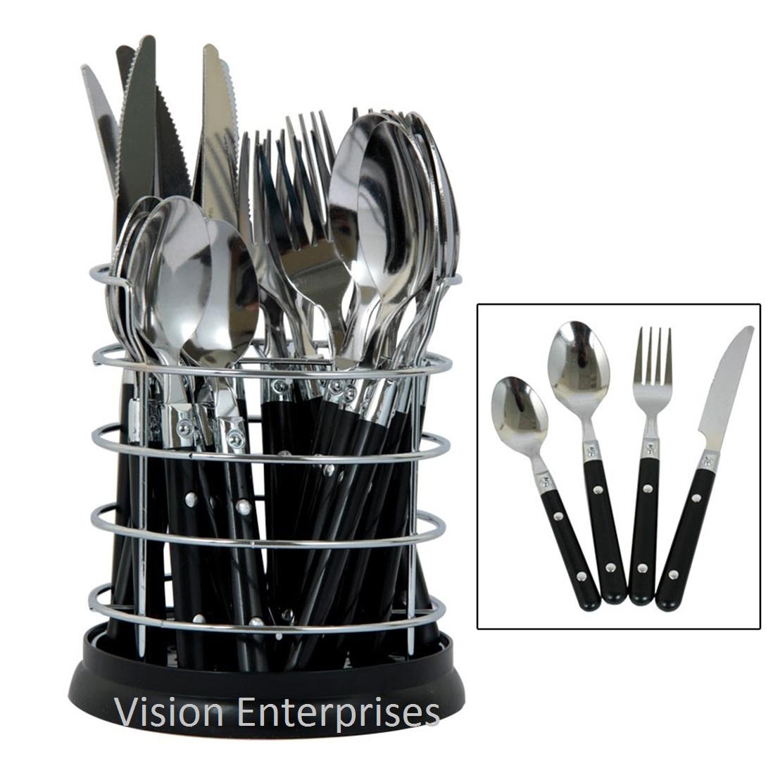 Stylish 24 Pcs Stainless Steel Cutlery Set With Steel Stand White Color 5933