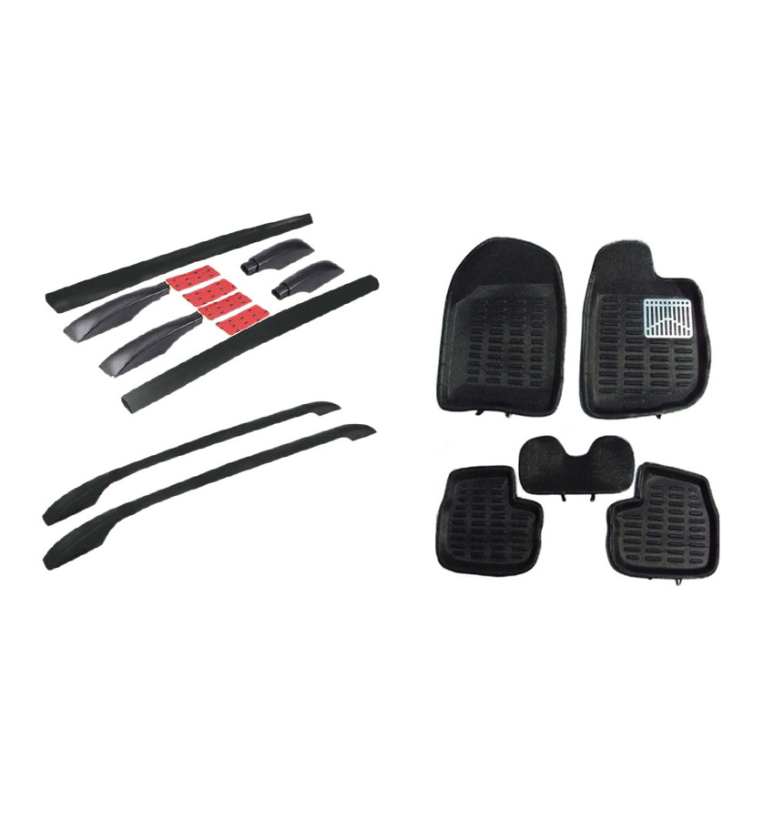 Buy Takecare Black 3D Floor Mat And Black Roof Rail For Hyundai Santro