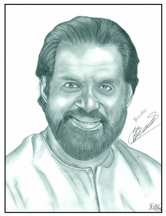 Buy Pencil Sketch of Yesudas with his Signature Online @ ₹18999 from ...