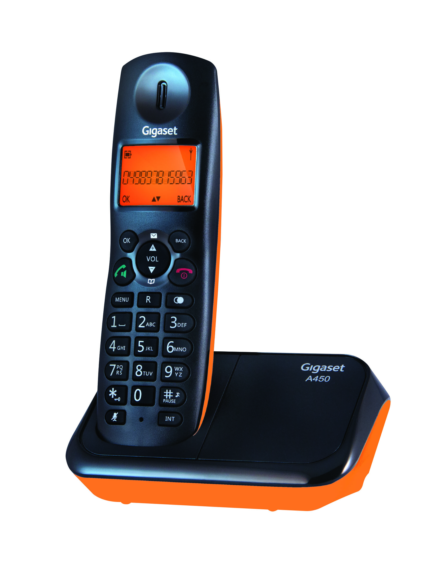 Buy Gigaset A450 Black orange cordless landline phone Online ₹2199
