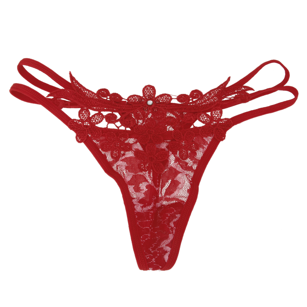 Imported Sexy Sheer V-string Thong Underwear Lace Embroidered Panties ...