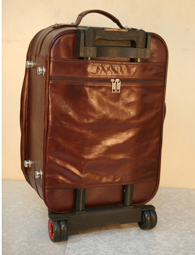 100% Genuine INDIAN Leather new Cabin Luggage Bag Travel Bag Trolley ...