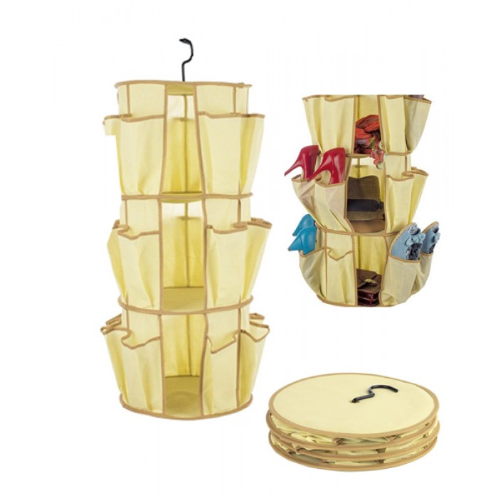 Buy Foldable, 3 Shelf 24 Pockets Smart Hanging Carousel