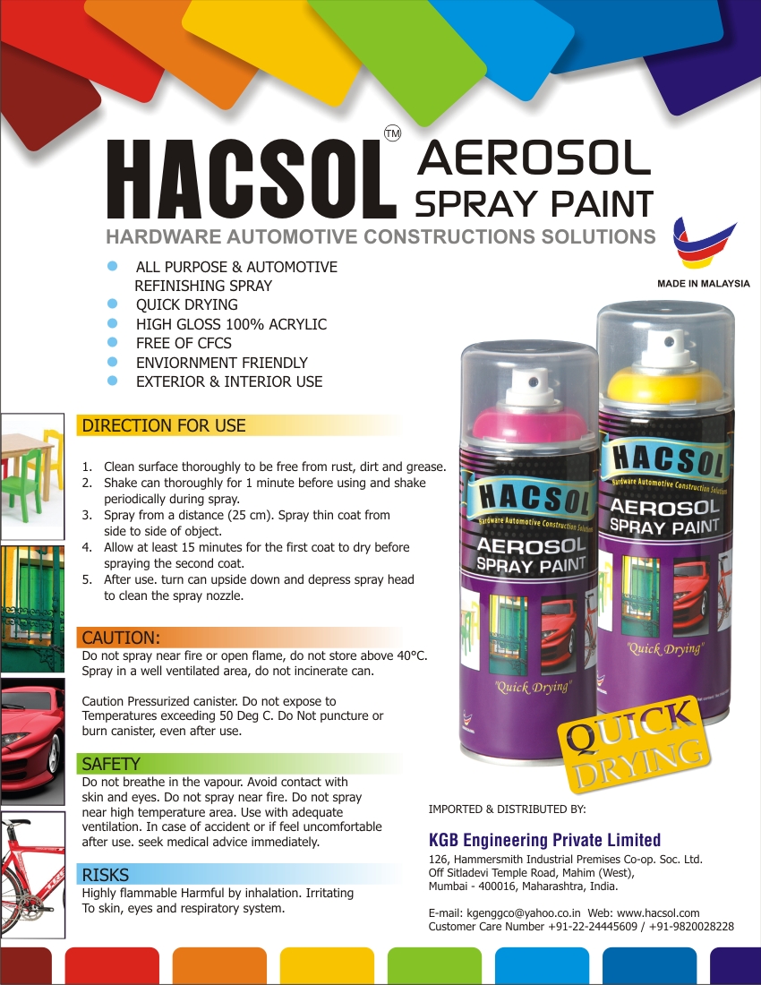 HACSOL AEROSOL SPRAY PAINT, MADE IN MALAYSIA