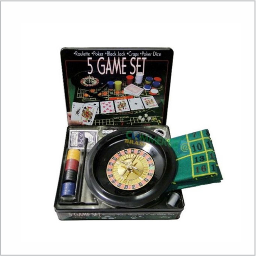 Buy 5 IN 1 CASINO GAME SET - ROULETTE, POKER, BLACKJACK, CRAPS, POKER ...