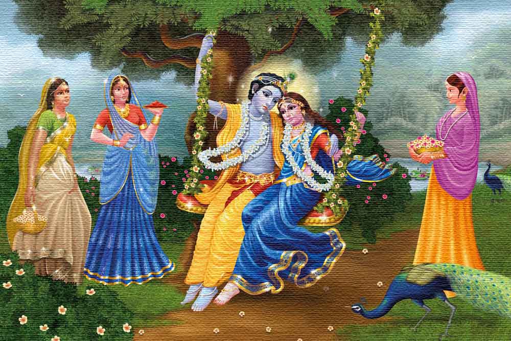 Buy Walls and Murals - Radha and Lord Krishna Print on Canvas- No Frame ...