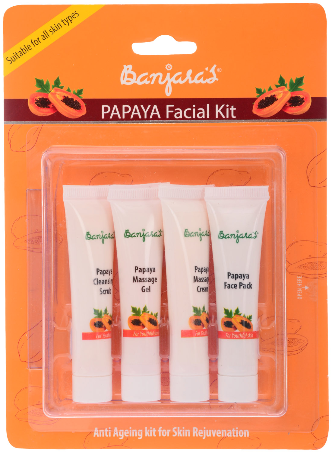 Buy Banjaras Papaya Facial Kit (4 Tubes Inside) Online ₹200 from