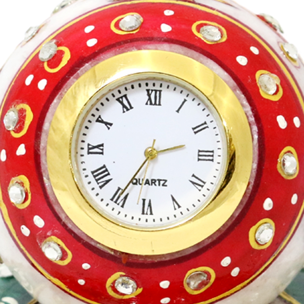 Buy table round clock red blue stone Online ₹449 from ShopClues