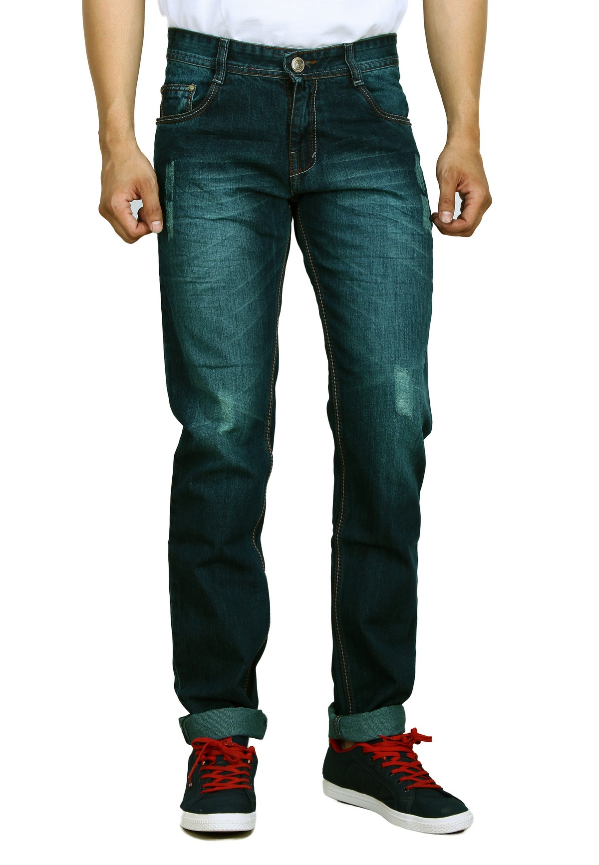 Buy Studio Nexx Mens Distressed Slim Jeans (Green tint, Size 48