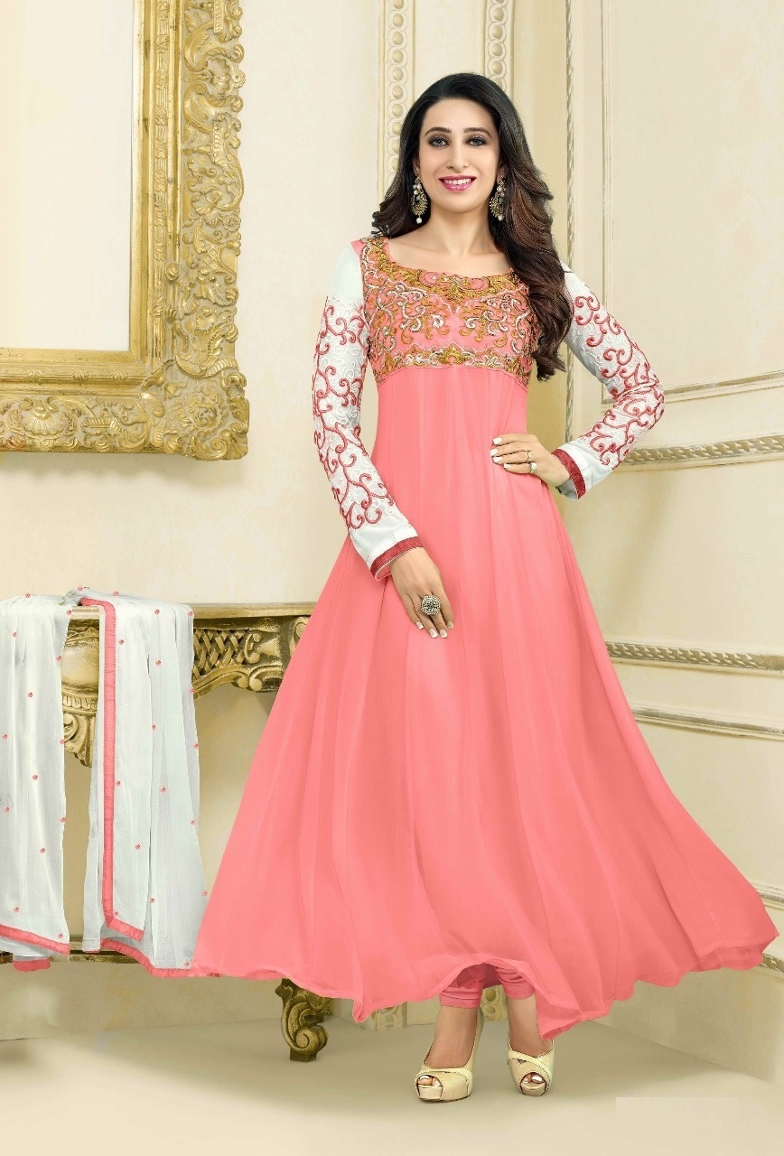 Buy Pink Embroidered Georgette Anarkali Dress Material Online ₹599 From Shopclues