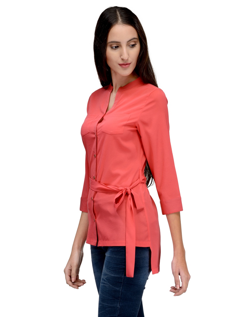 Buy Tunic Nation Womens Solid Coral Color Top Online @ ₹419 from ShopClues