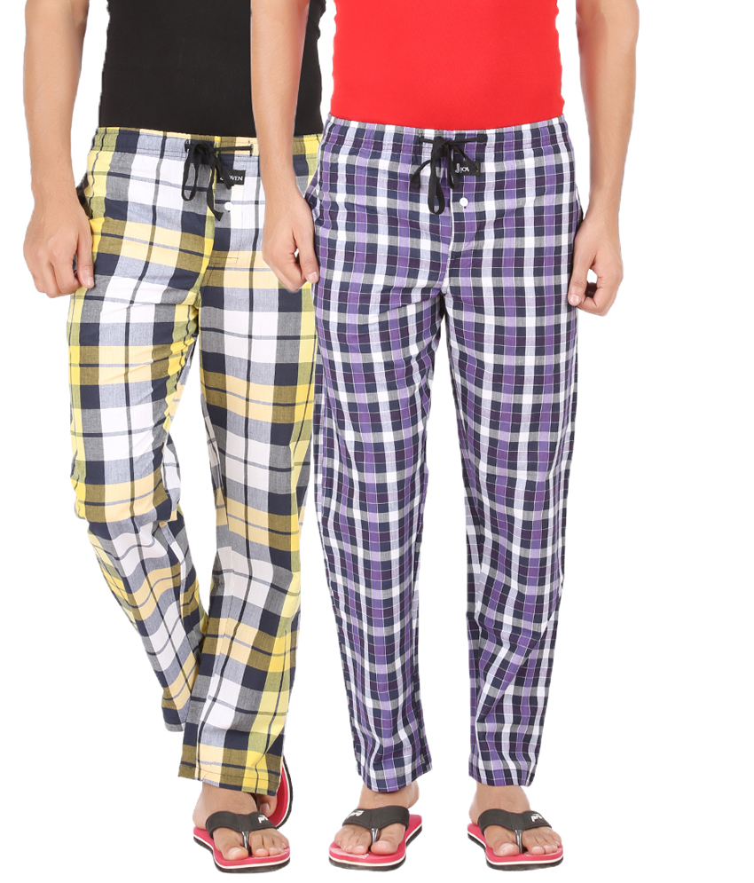 Buy Joven Mens Cotton Checkered Multicolor Pyjama Online @ ₹1199 from ...