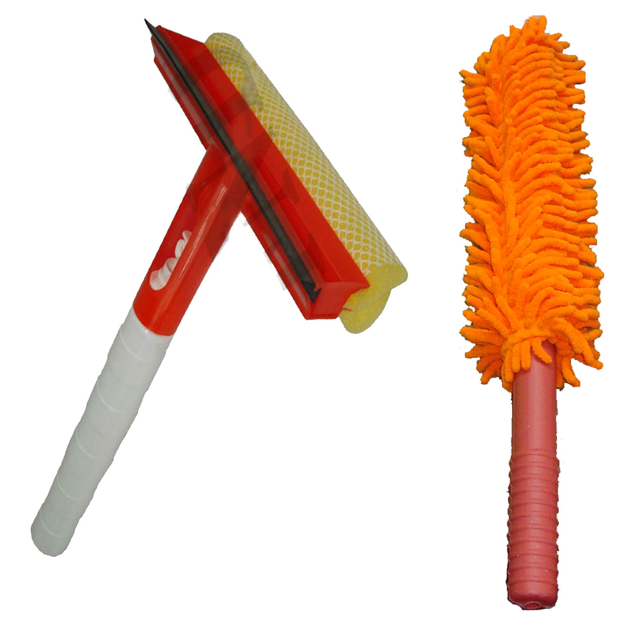 Two Way Squeegee Spray Car/Window/Glass Cleaner + Microfiber Duster Cleaner