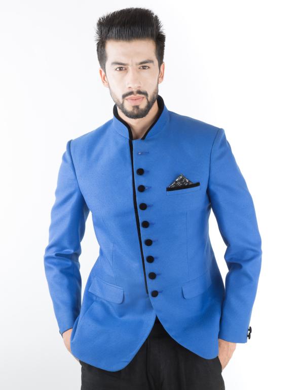 Buy Jahanpanah Ban Collar Party wear Mens Coat - (Blue) Online @ ₹4815 ...
