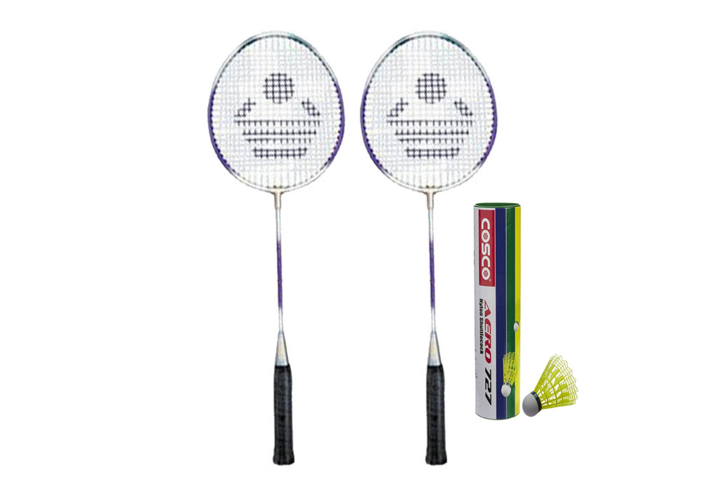 Buy Cosco CB-110 Badminton Racket Pair With Aero 727 Nylon Shuttle Cock ...