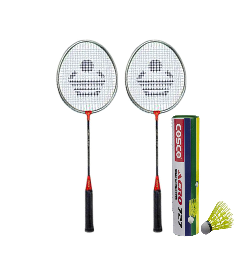 Buy Cosco CB-120 Badminton Racket Pair With Aero 727 Nylon Shuttle Cock ...