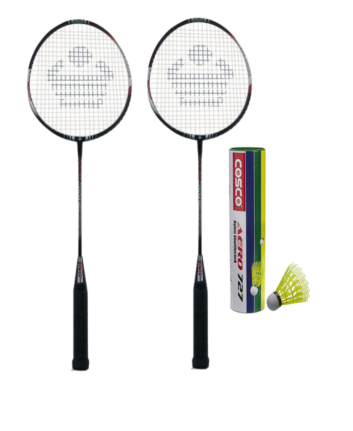 Buy Cosco CBX-410 Badminton Racket Pair With Aero 727 Nylon Shuttle ...