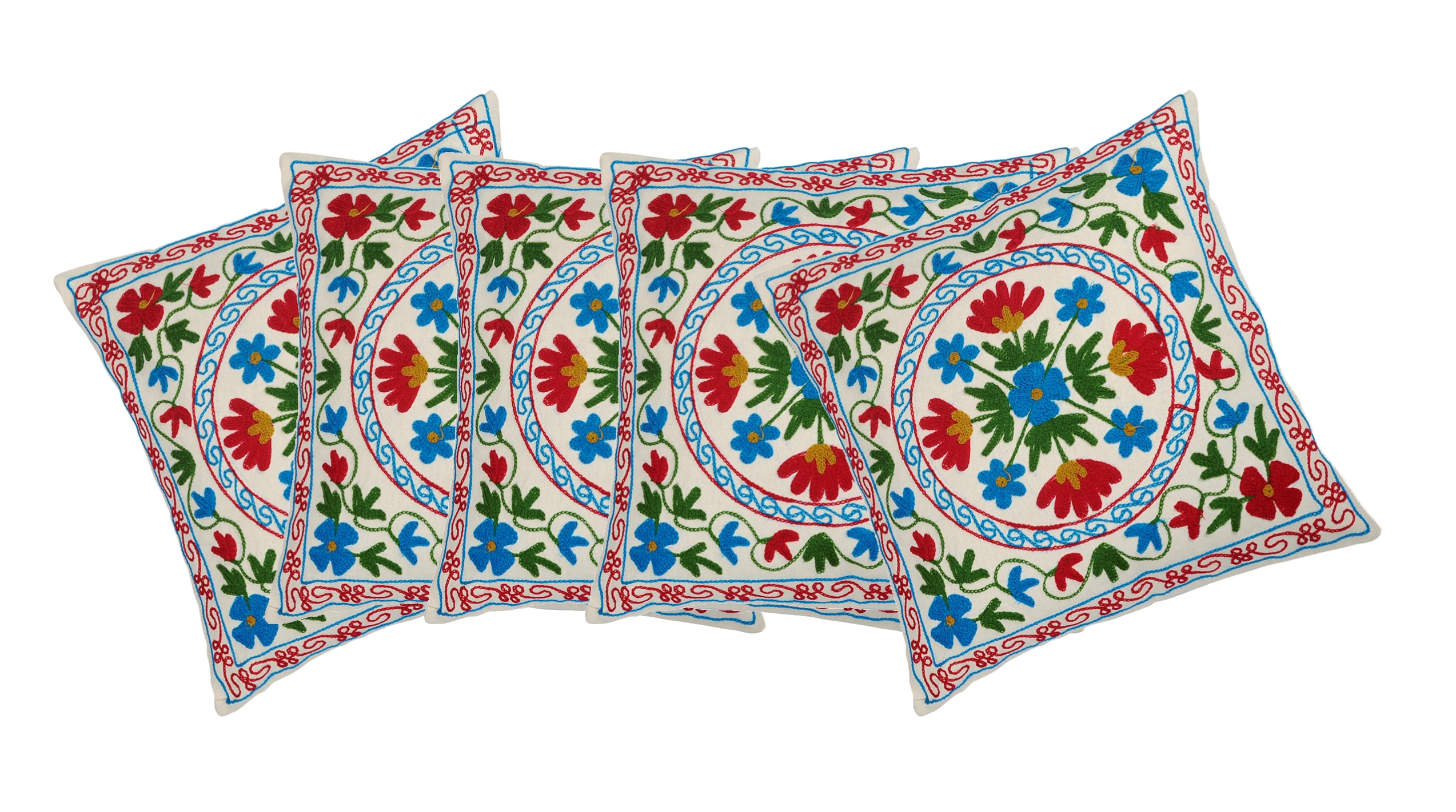 Black - Kala Raksha Tagai Work Cotton Cushion Cover (16 x 16 in)