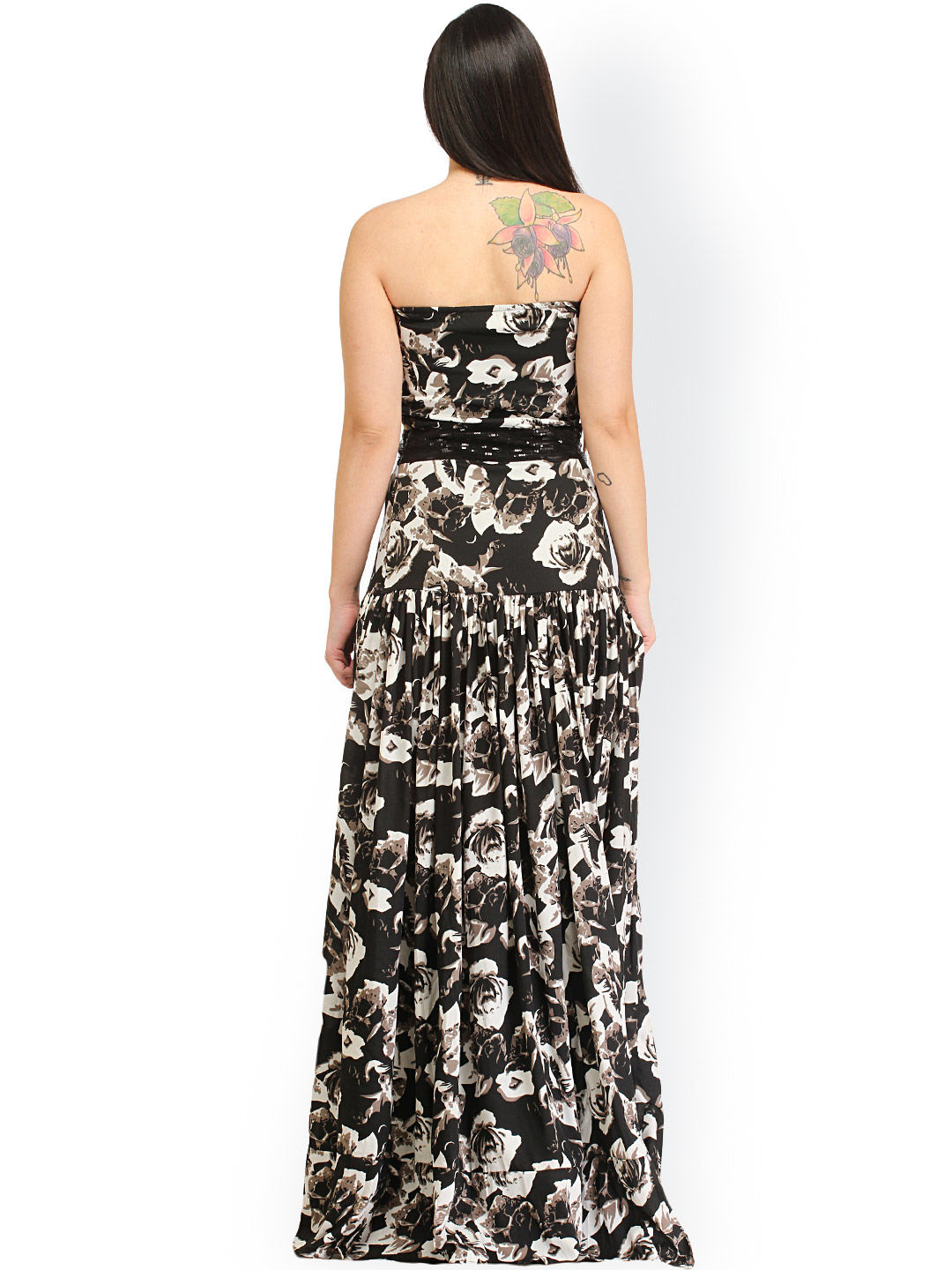 black floral cinch dress A29 main image 1