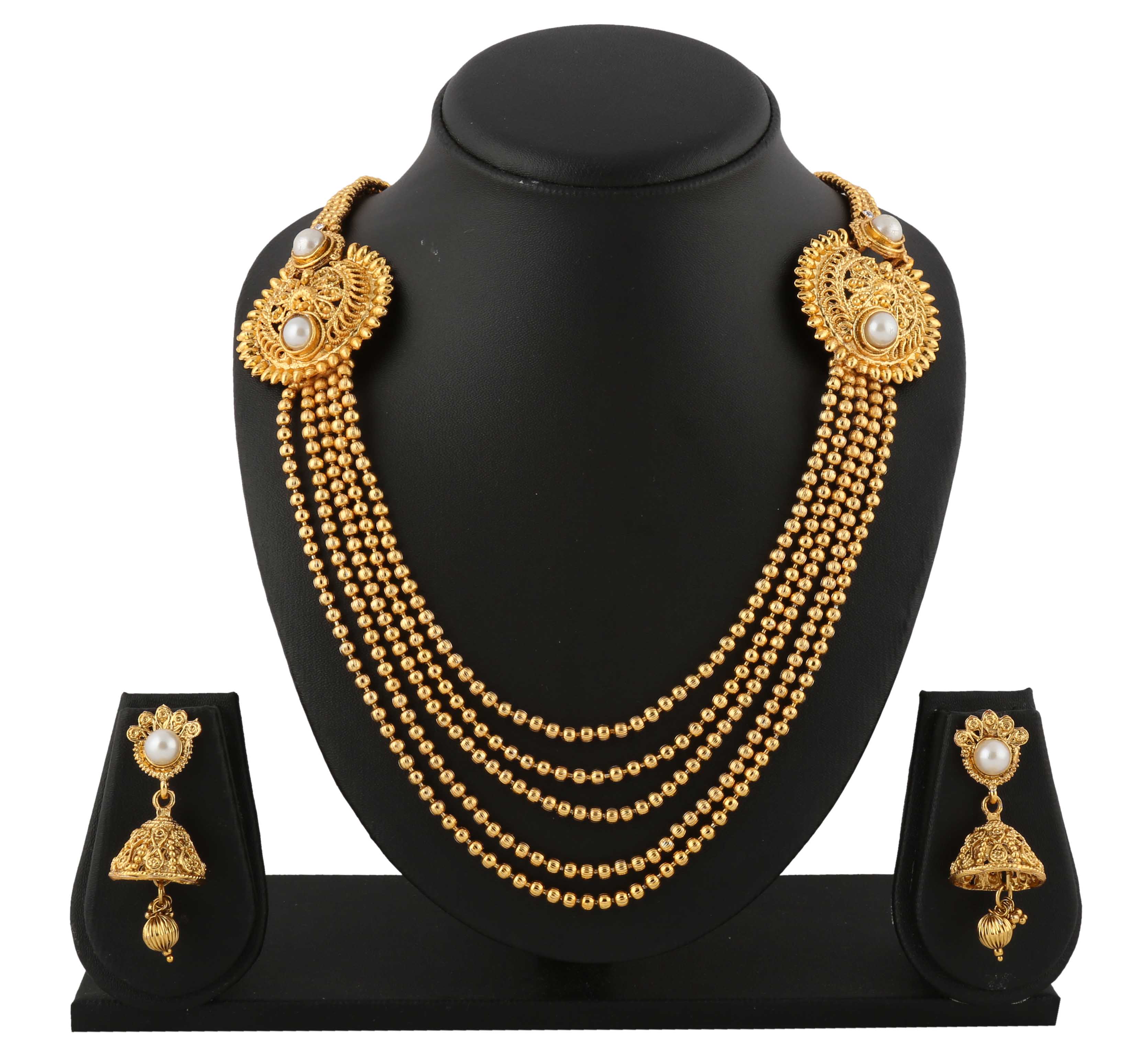 Buy Aarohi Designer Gold Plated Australian Diamond Jewellery Set For ...