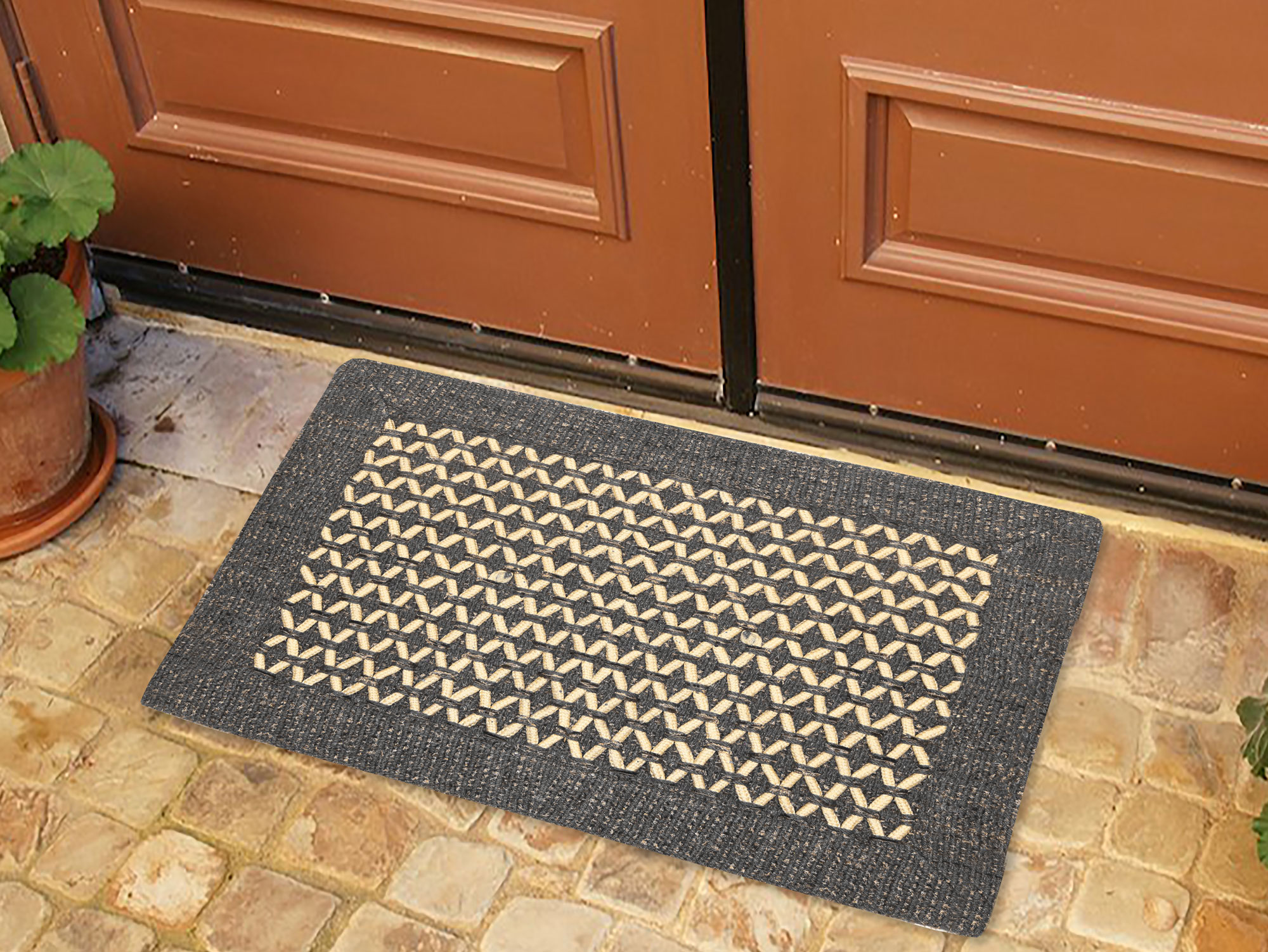 Buy IDRAPE Yellow Grey Cotton Regular Size 16x24 Door Mat Online @ ₹399 ...