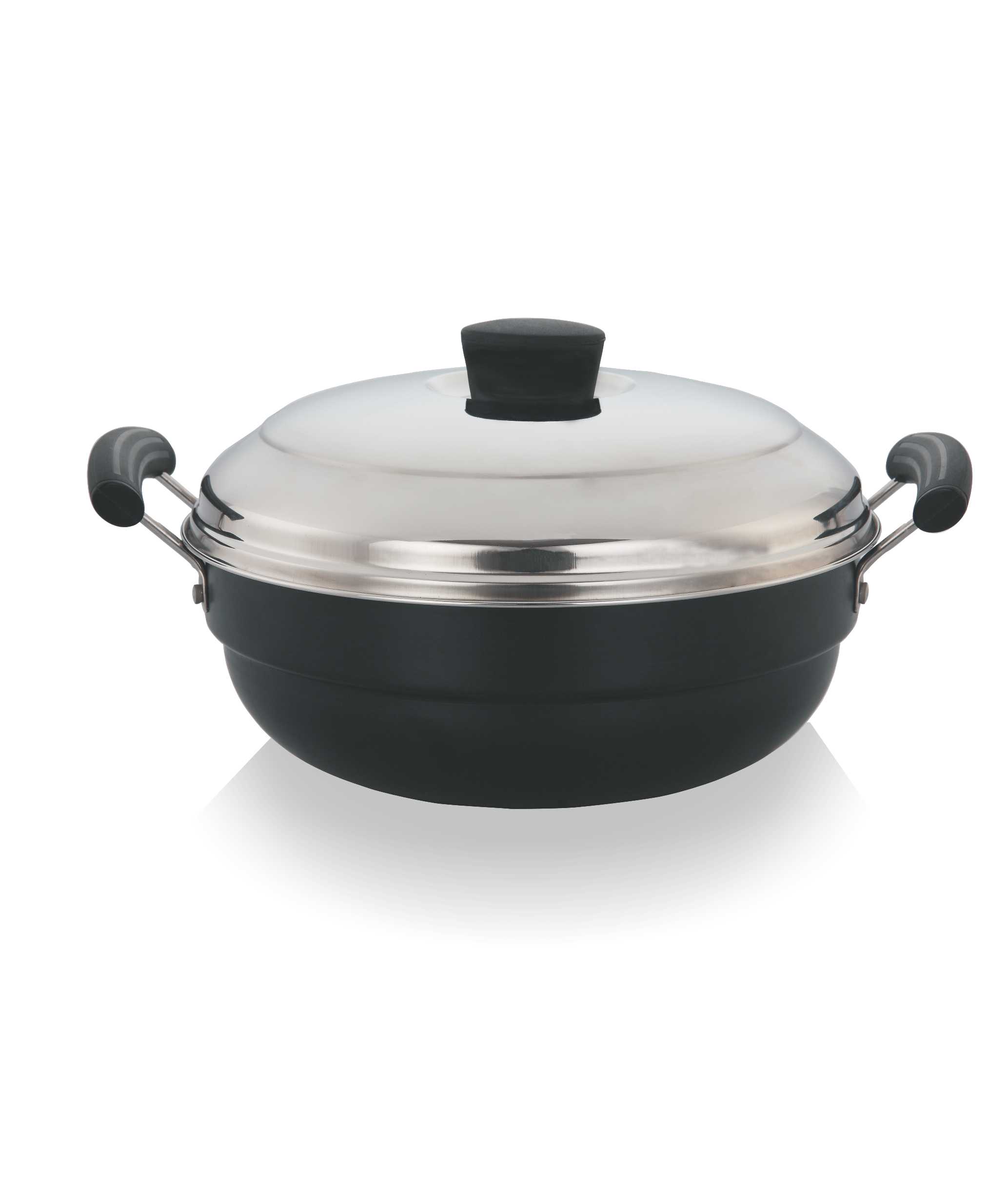 ANDORE NONSTICK MULTI KADAI 4 Litres with Nonstick Idli Plates, Dhokla ...