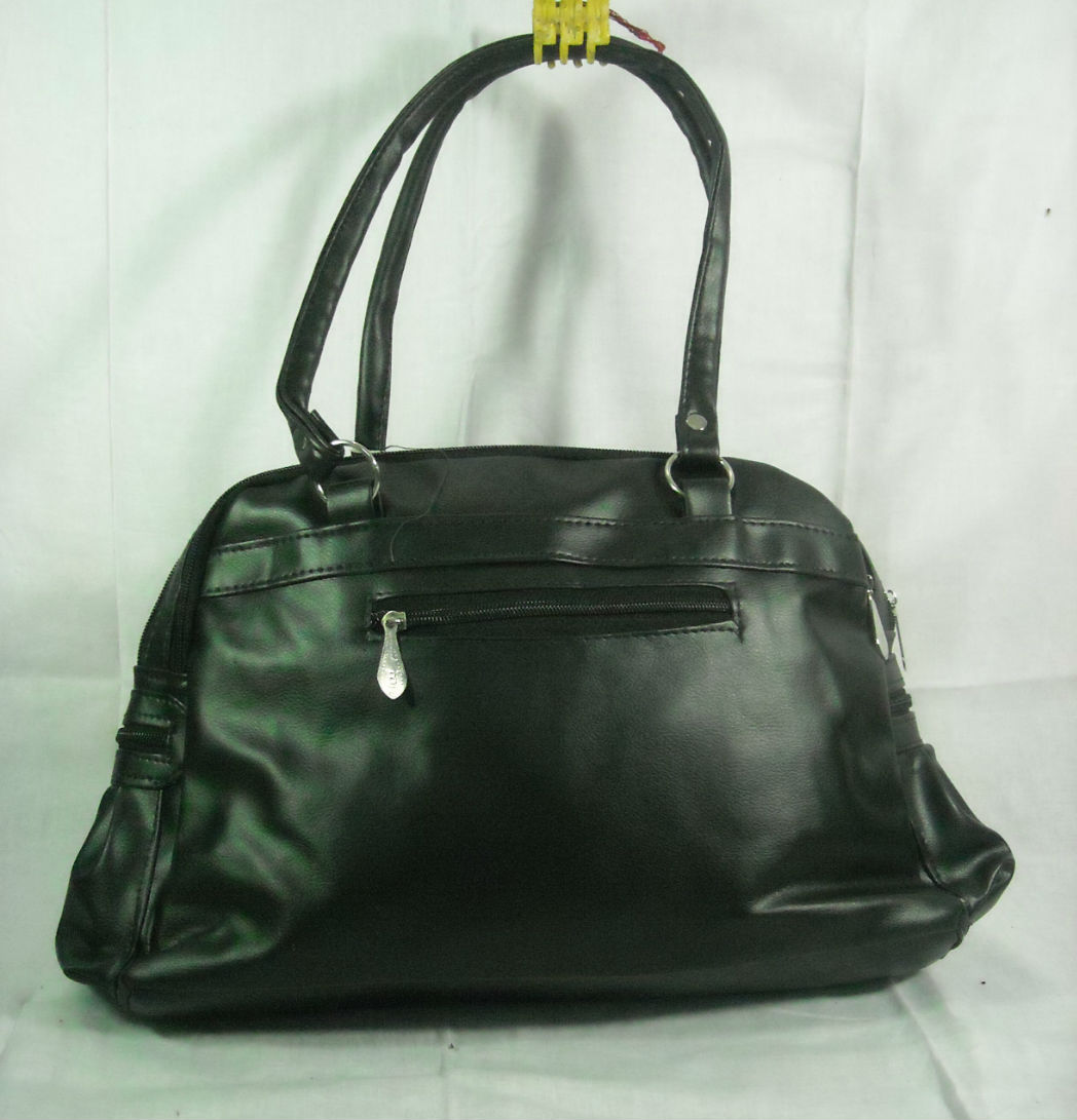 Black Multi-Pocket Leather Handbag